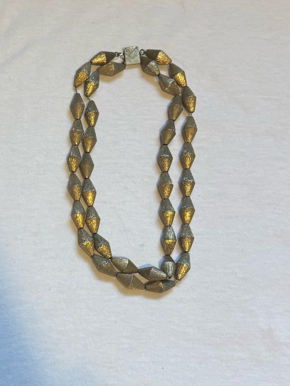 Gold-Beige Faceted Bead Necklace